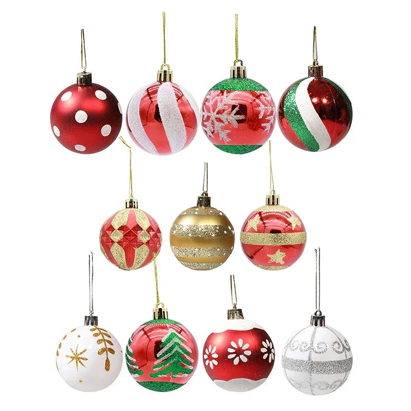 Close-up display of individual Burswirl Christmas baubles featuring festive patterns