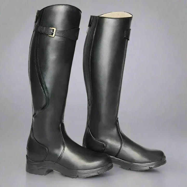 Black women's tall orthopaedic riding boots Sofia with rear zipper