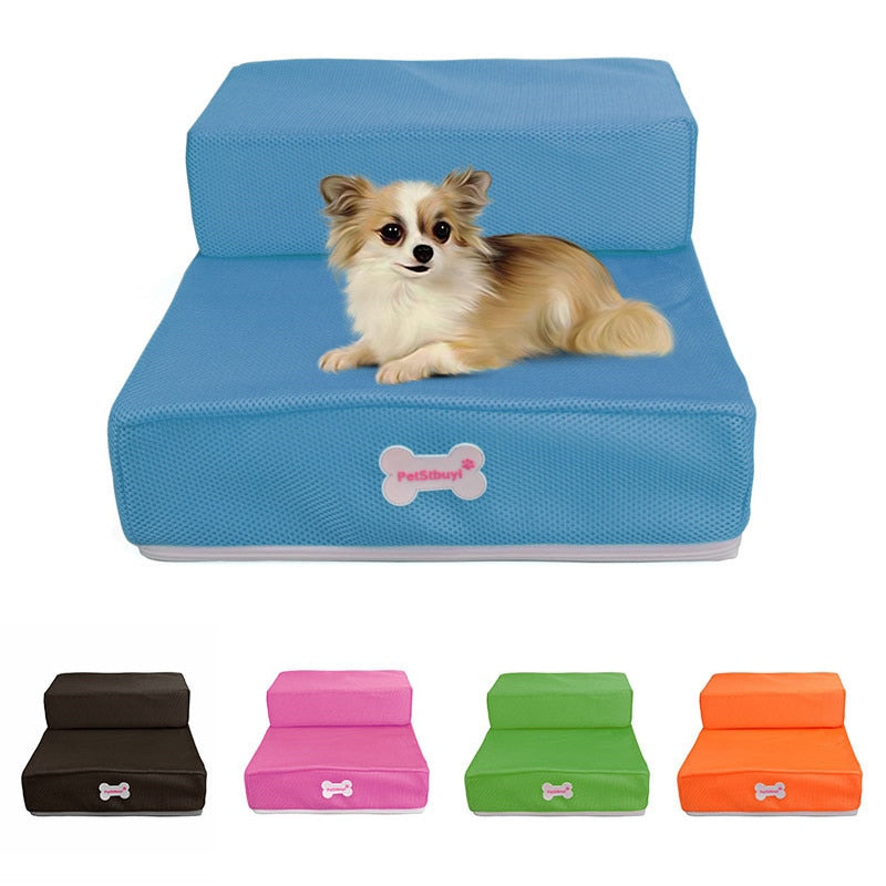 Small dog steps for high bed with durable non-slip fabric surface