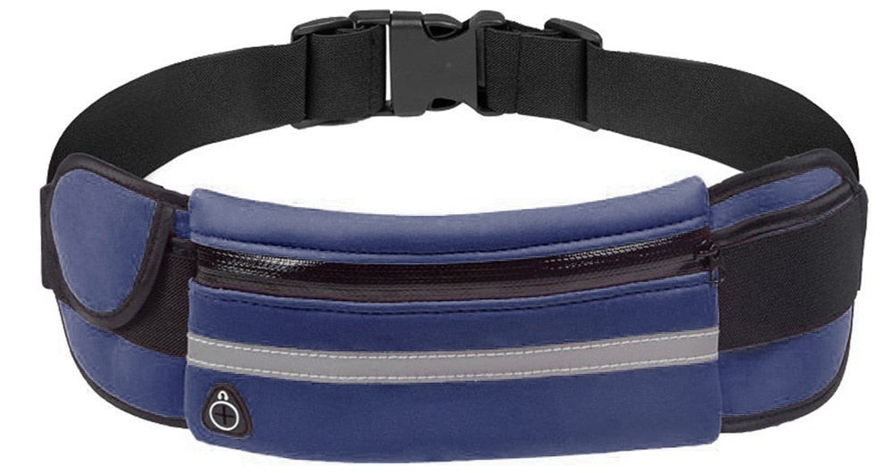 Complete set-up of unisex waterproof running belt and waist pack