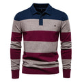 Theo | Men’s Striped Knit Long Sleeve Polo Sweater