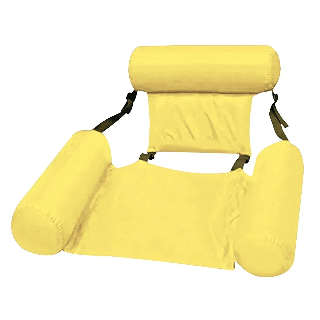 Inflatable lake lounger inflated and ready for outdoor water activities