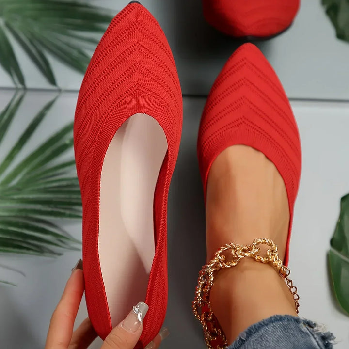 Women's casual breathable ballet loafers in solid color showing side profile