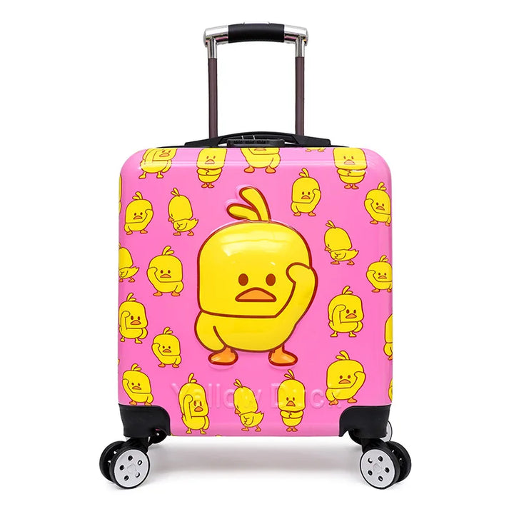 Durable children bag hard-shell rolling suitcase top carry handle