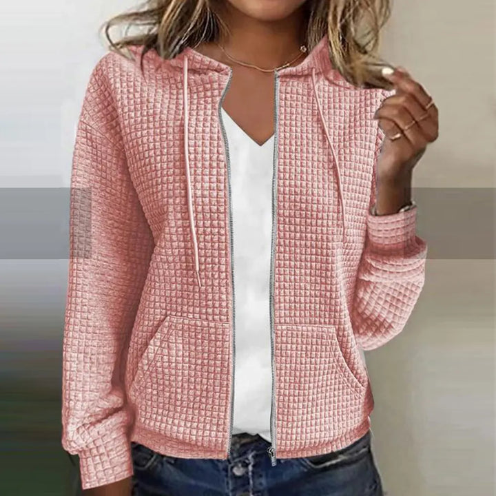 Casual women's zip-up hooded jacket for daily wear and layering