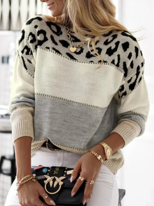 Fely | Women’s Leopard Print Knit Sweater
