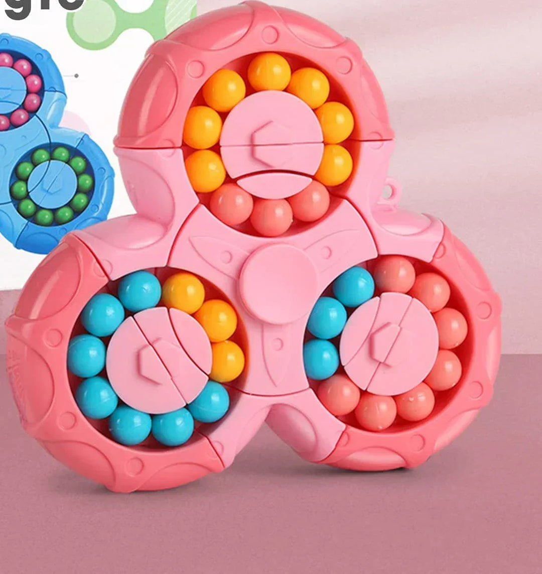 Portable sensory toy and stress relief puzzle spinner shown from top view