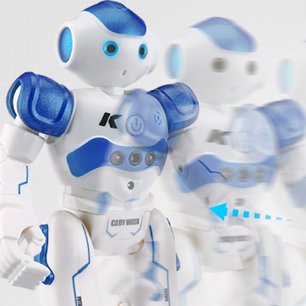 Interactive robot toy for kids displaying flexible movable arms and joints