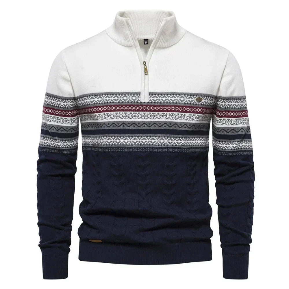 Tyrion | Men’s Fair Isle Quarter Zip Knit Sweater