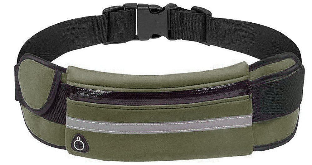 Unisex fitness pouch highlighting breathable mesh backing material