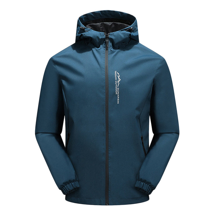 Women's Blue Windproof Outdoor Hooded Jacket front view