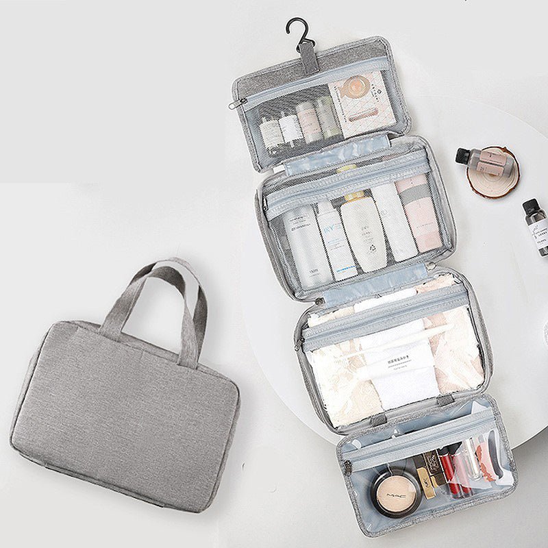 Hanging toiletry bag for women with transparent makeup pouch pockets