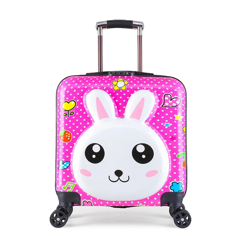Full set view of kids hard-shell rolling suitcase Seoul travel gear