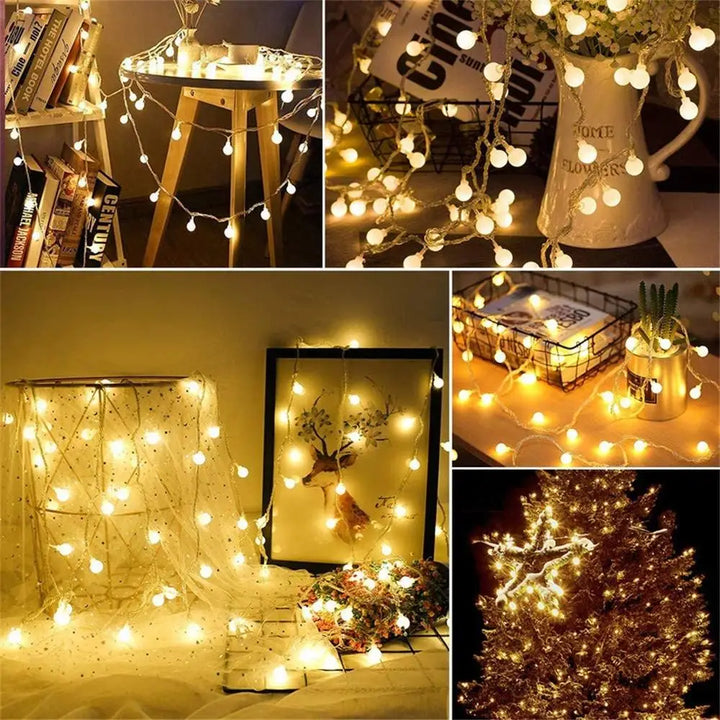 TwinkleOrb LED fairy string lights glowing in a cozy room setting