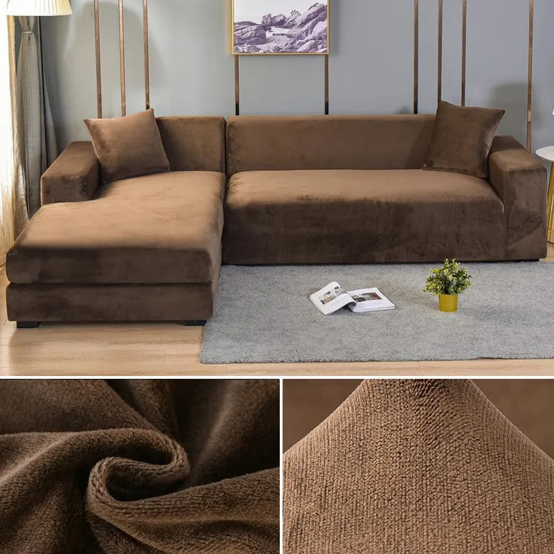 Detailed view of stitching on elastic sofa cover for enhanced durability