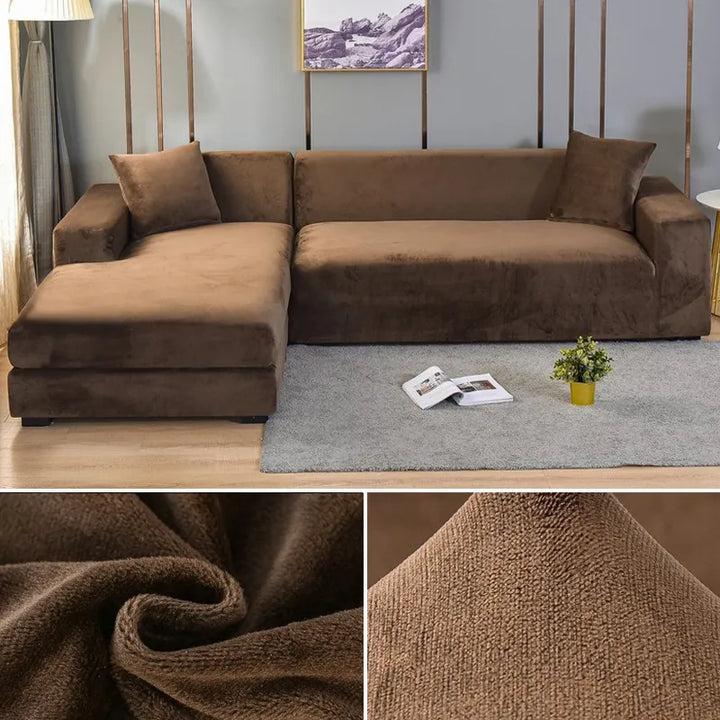 Detailed view of stitching on elastic sofa cover for enhanced durability