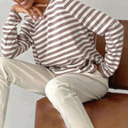 Vien | Women’s Striped Knit Long Sleeve Crew Neck Sweater