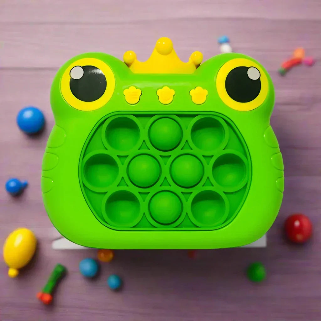 Green frog light-up fidget puzzle toy with interactive pop bubbles