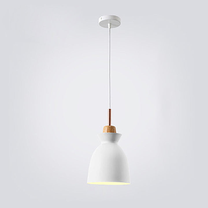 Detailed view of the metal pendant light cord and ceiling canopy