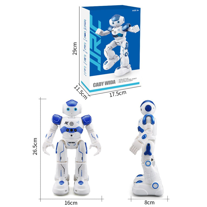 Educational electronics robot toy featuring multiple play modes and buttons