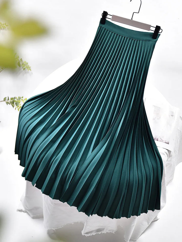 Flowing pleated midi skirt for women styled for summer fashion