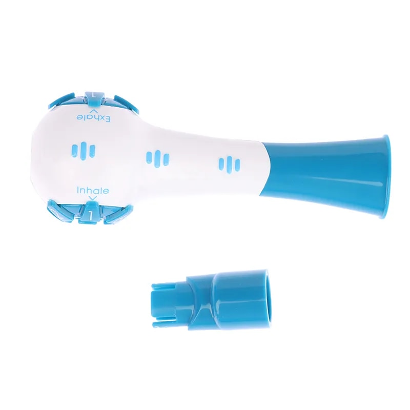 Side profile of portable lung exerciser with ergonomic mouthpiece