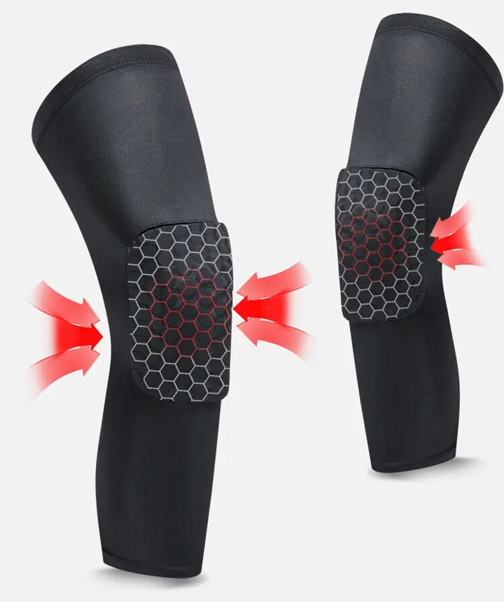 Flexible sports knee support sleeve showing ergonomic fit and stretch