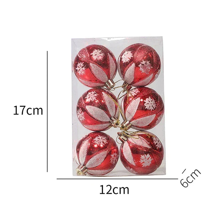 Festive accents featuring hanging snowflake ornaments against a pine tree