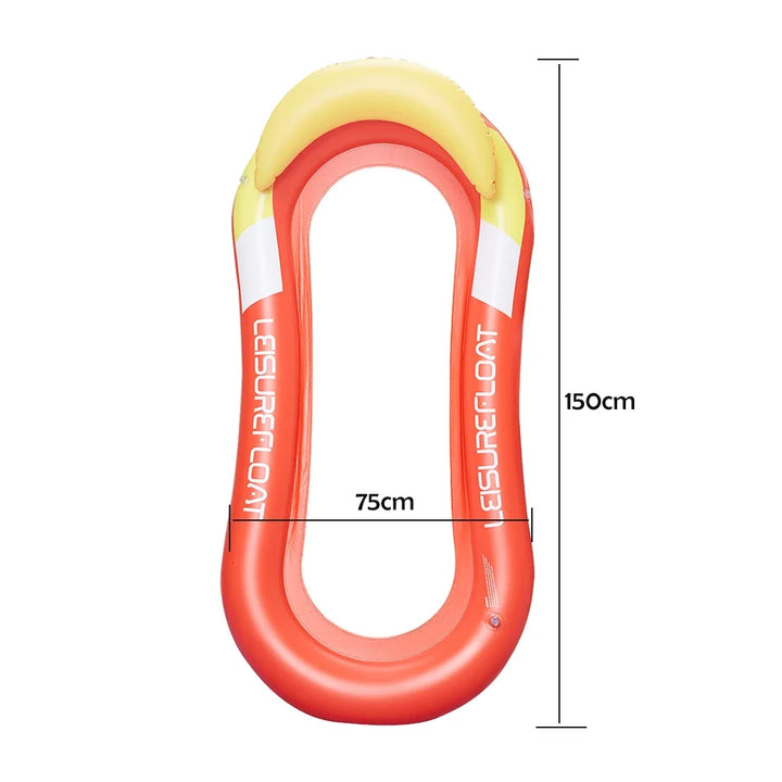 Compact inflatable raft and water hammock designed for easy travel and beach vacation use