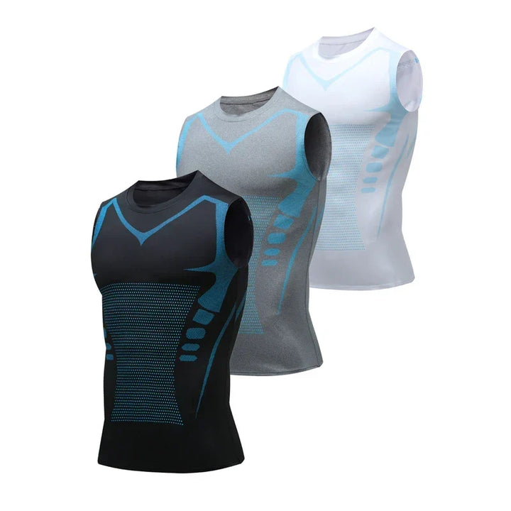 Detailed shot of reinforced stitching on the activewear shaping vest