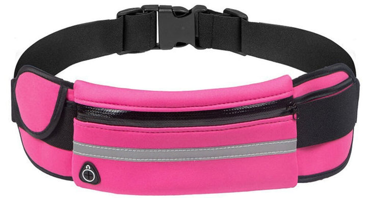Close-up of waterproof zipper on black running belt waist pack