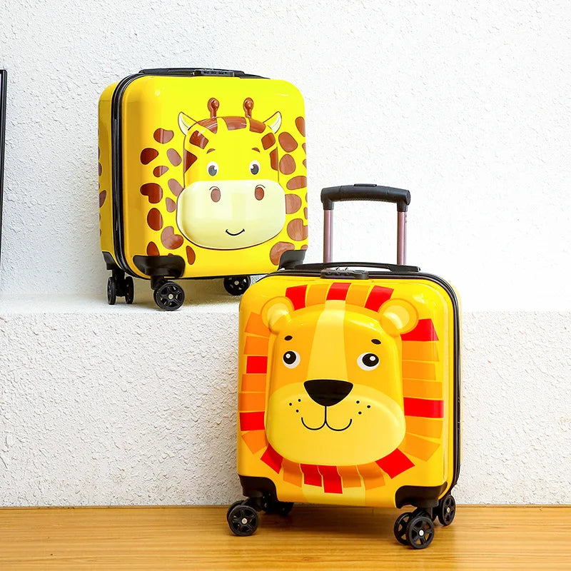 Children travel trolley cabin luggage open interior with packing straps
