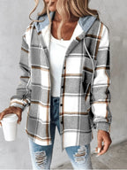 Briarose | Women’s Plaid Hooded Button Up Jacket