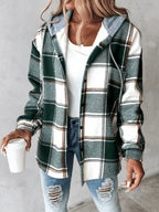 Briarose | Women’s Plaid Hooded Button Up Jacket