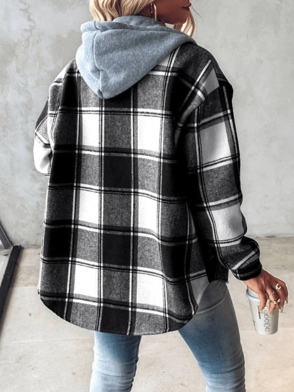 Briarose | Women’s Plaid Hooded Button Up Jacket