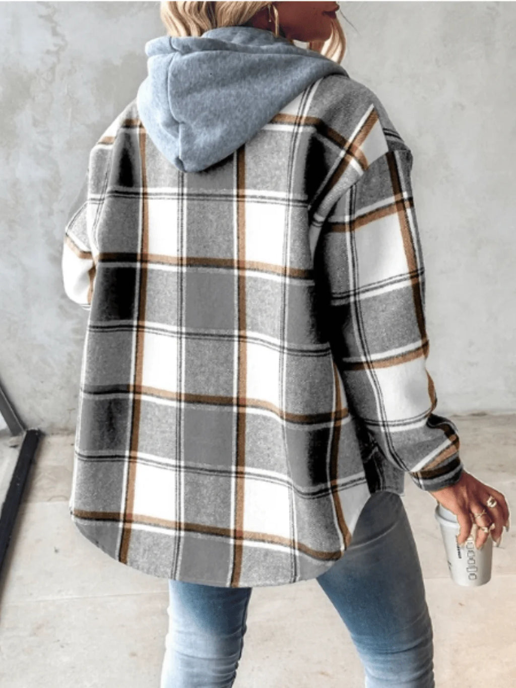 Briarose | Women’s Plaid Hooded Button Up Jacket