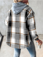 Briarose | Women’s Plaid Hooded Button Up Jacket