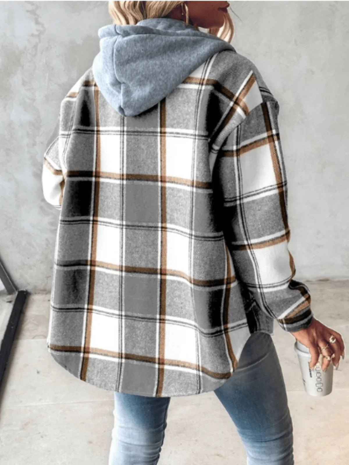 Briarose | Women’s Plaid Hooded Button Up Jacket
