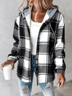 Briarose | Women’s Plaid Hooded Button Up Jacket