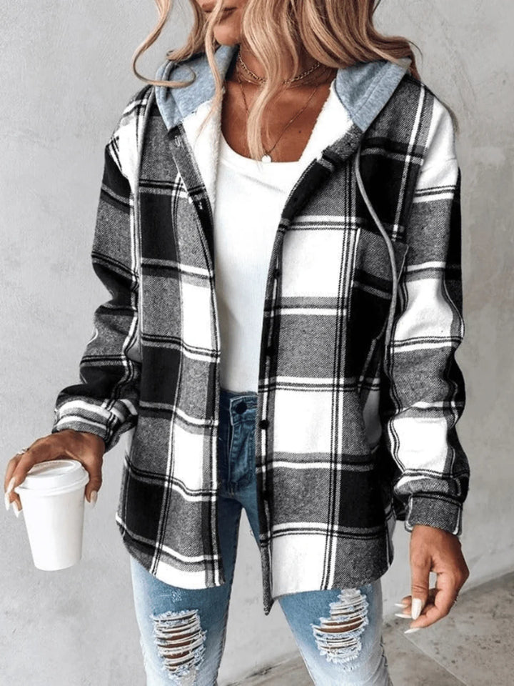 Briarose | Women’s Plaid Hooded Button Up Jacket