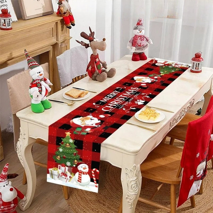 Detail of the festive patterns on the Hollybrook table runner