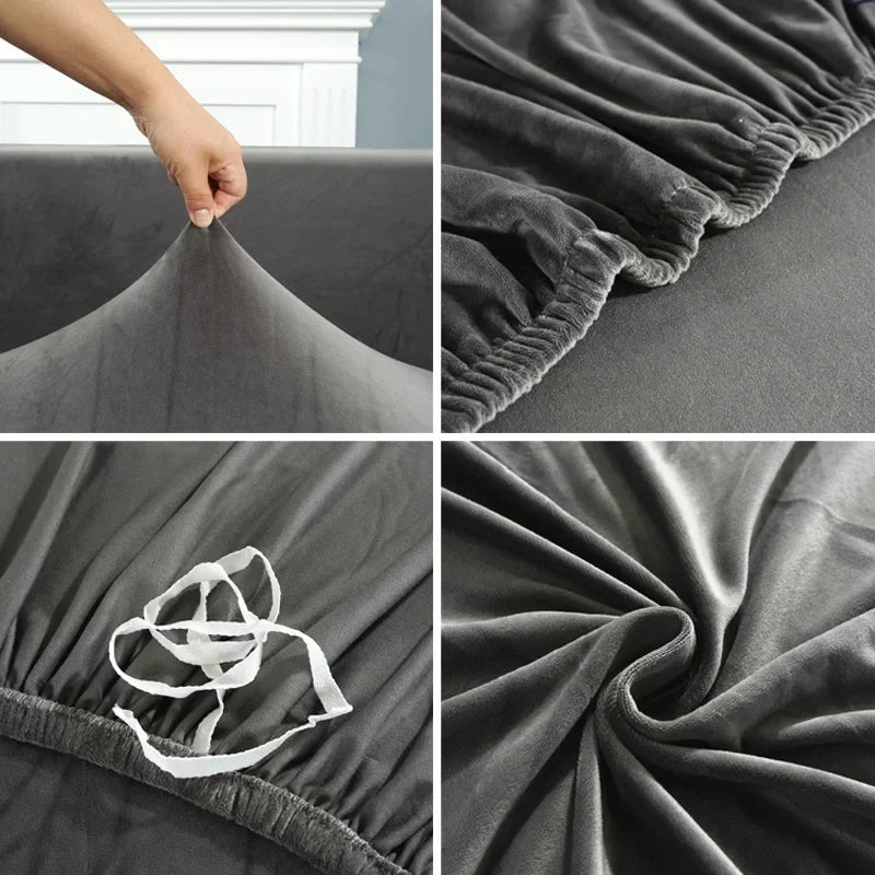 Close up fabric texture of washable stretch slipcover for furniture protection