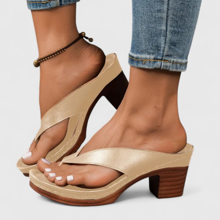 Top-down view of casual summer thong sandals for women with comfortable strap