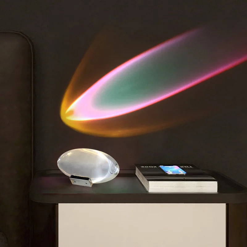 StarGlow crystal eye LED night lamp casting celestial patterns on bedroom walls