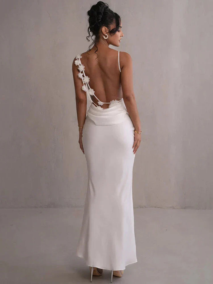 Styling inspiration photo featuring women floral maxi dress for events