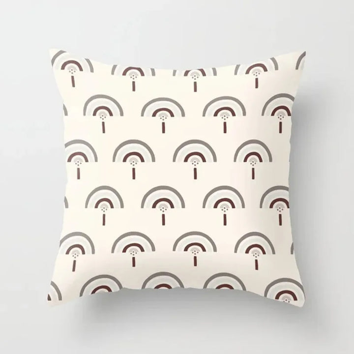 Decorative botanical decor throw pillow case with hidden zipper closure detail