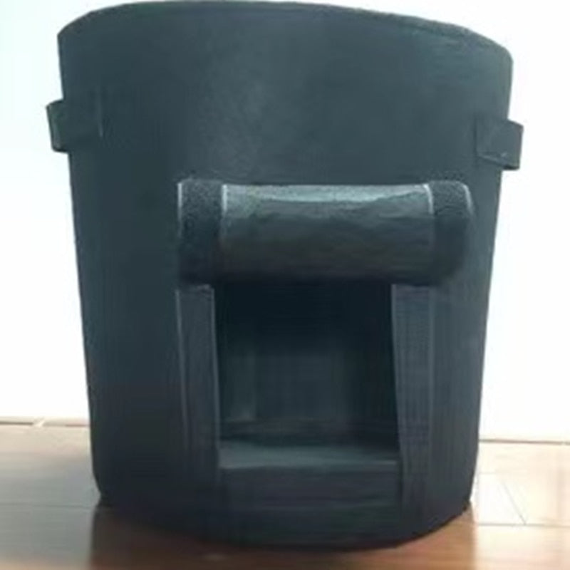 Detailed view of heavy-duty stitching on a balcony gardening pot