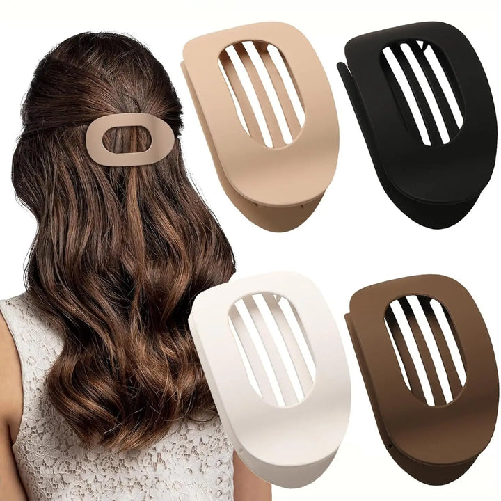 Comfortable flat hair claw clip that fits well while leaning back