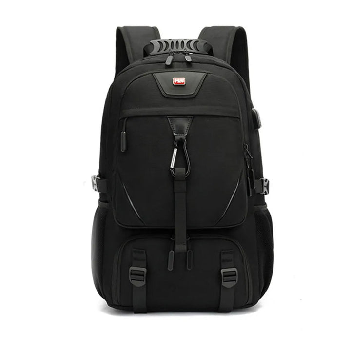 Travel laptop backpack back view with ergonomic padded shoulder straps