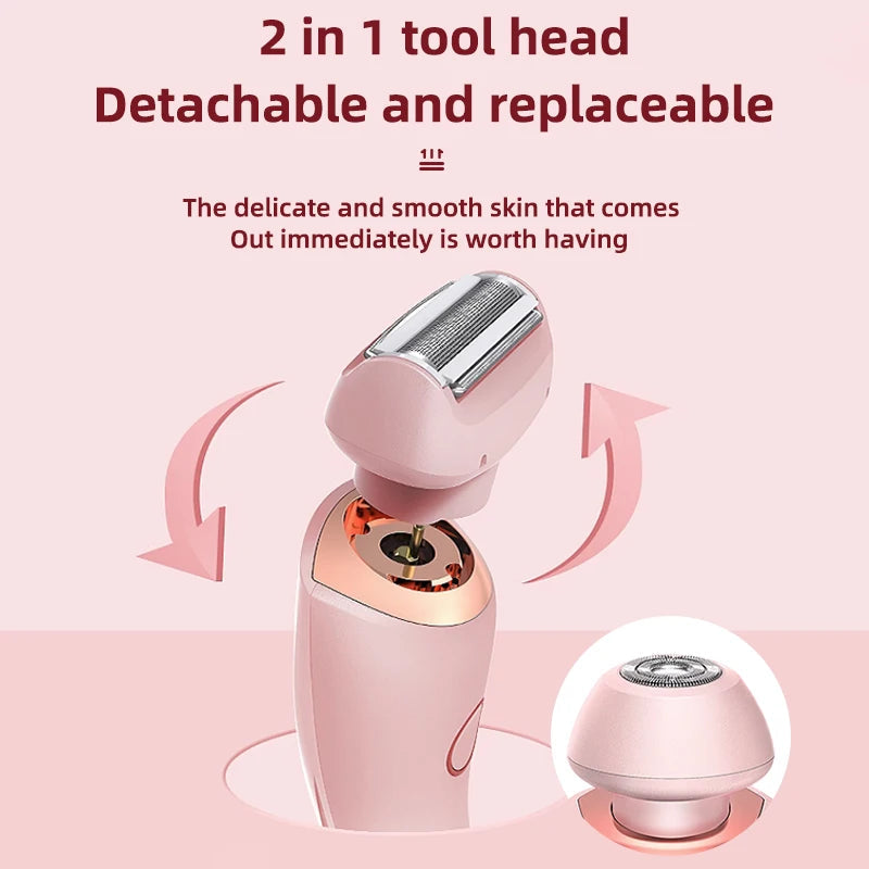 Close-up of the detachable and interchangeable 2-in-1 shaver head